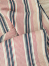 Narrow red, blue and white stripes ticking. Finland c.1900 - 58 cm × 3.8 meters (2 pieces avail.)