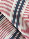 Narrow red, blue and white stripes ticking. Finland c.1900 - 58 cm × 3.8 meters (2 pieces avail.)