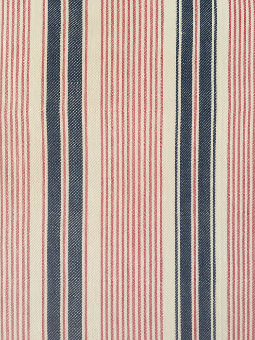 Narrow red, blue and white stripes ticking. Finland c.1900 - 58 cm × 3.8 meters (2 pieces avail.)