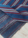 Multicolor striped ticking in blue, red and white. Very rare. Finland c.1900
