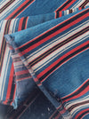 Multicolor striped ticking in blue, red and white. Very rare. Finland c.1900