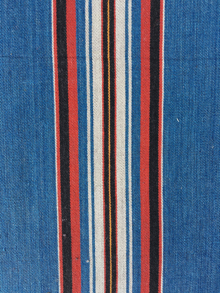 Blue Red Stripes Antique European Ticking Fabric Recovered Panels REC-FI-003 - Ticking Depot