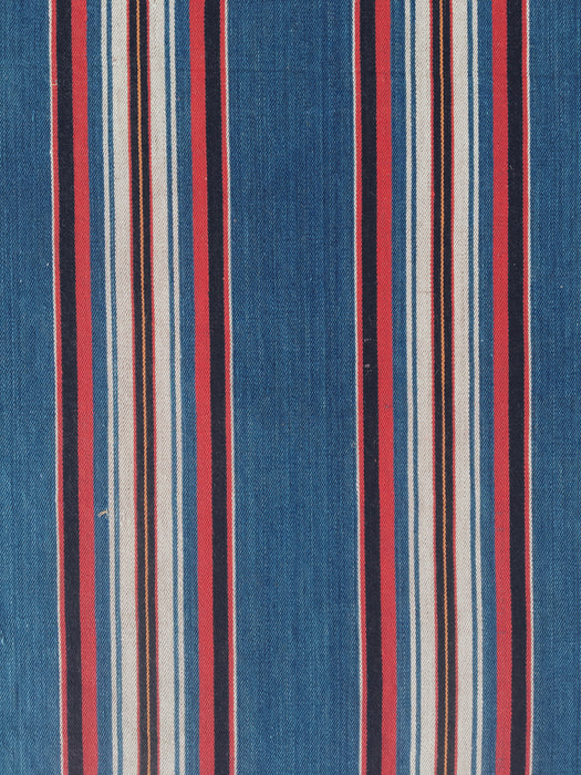 Multicolor striped ticking in blue, red and white. Very rare. Finland c.1900