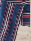 Multicolor striped ticking in blue, red and white. Very rare. Finland c.1900