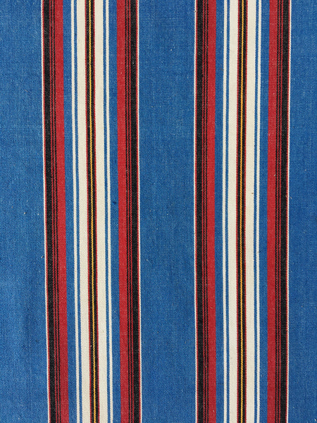 Blue Red Stripes Antique European Ticking Fabric Recovered Panels REC-FI-004 - Ticking Depot