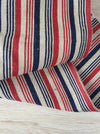 Extraordinary ticking, in linen tow. Blue, red, and white stripes. Finland c.1900 - 56 cm × 3.8 meters (2 pieces avail.)
