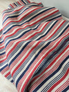 Extraordinary ticking, in linen tow. Blue, red, and white stripes. Finland c.1900 - 56 cm × 3.8 meters (2 pieces avail.)