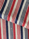 Extraordinary ticking, in linen tow. Blue, red, and white stripes. Finland c.1900 - 56 cm × 3.8 meters (2 pieces avail.)