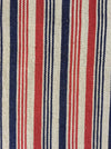 Extraordinary ticking, in linen tow. Blue, red, and white stripes. Finland c.1900 - 56 cm × 3.8 meters (2 pieces avail.)