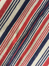 Extraordinary ticking, in linen tow. Blue, red, and white stripes. Finland c.1900 - 56 cm × 3.8 meters (2 pieces avail.)