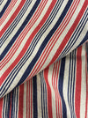 Extraordinary ticking, in linen tow. Blue, red, and white stripes. Finland c.1900 - 56 cm × 3.8 meters (2 pieces avail.)