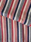 Extraordinary ticking, in linen tow. Blue, red, and white stripes. Finland c.1900 - 56 cm × 3.8 meters (2 pieces avail.)