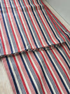 Extraordinary ticking, in linen tow. Blue, red, and white stripes. Finland c.1900 - 56 cm × 3.8 meters (2 pieces avail.)