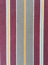 Finnish ticking  in burgundy, gray, and thin yellow stripes. c.1900 - 138 cm × 1.62 meters