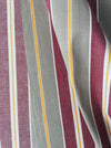 Finnish ticking  in burgundy, gray, and thin yellow stripes. c.1900 - 138 cm × 1.62 meters