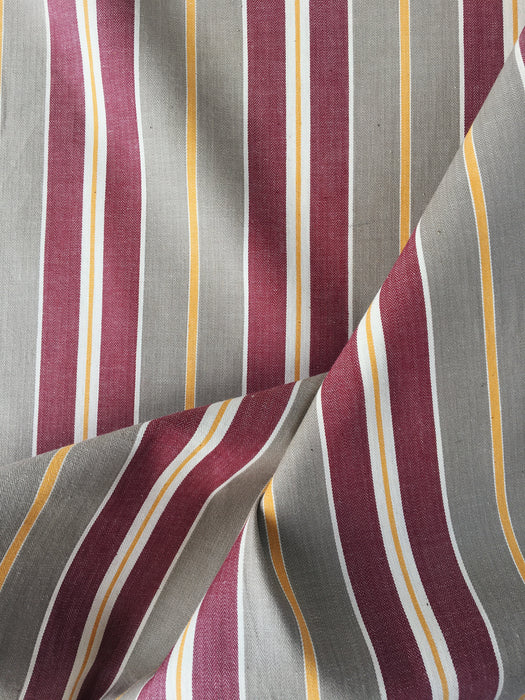 Finnish ticking  in burgundy, gray, and thin yellow stripes. c.1900 - 138 cm × 1.62 meters