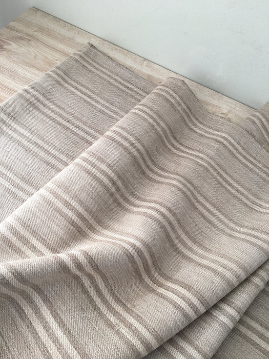 Grey linen striped ticking. Finland c.1900 - 60 cm × 2.7 meters