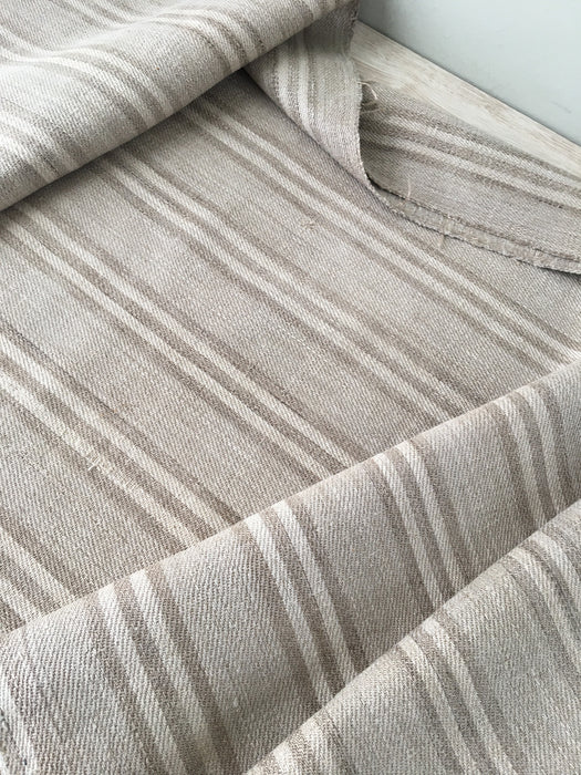 Grey linen striped ticking. Finland c.1900 - 60 cm × 2.7 meters
