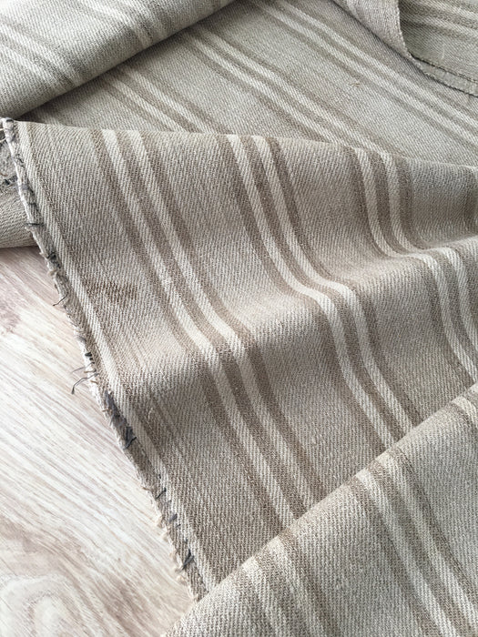 Grey linen striped ticking. Finland c.1900 - 60 cm × 2.7 meters