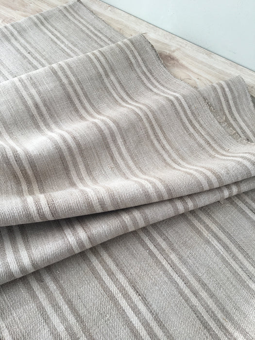 Grey linen striped ticking. Finland c.1900 - 60 cm × 2.7 meters