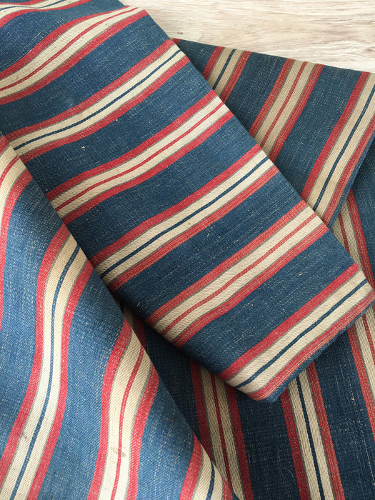 Cover in multicolor striped ticking blue, red, white. A treasure. Finland c.1900