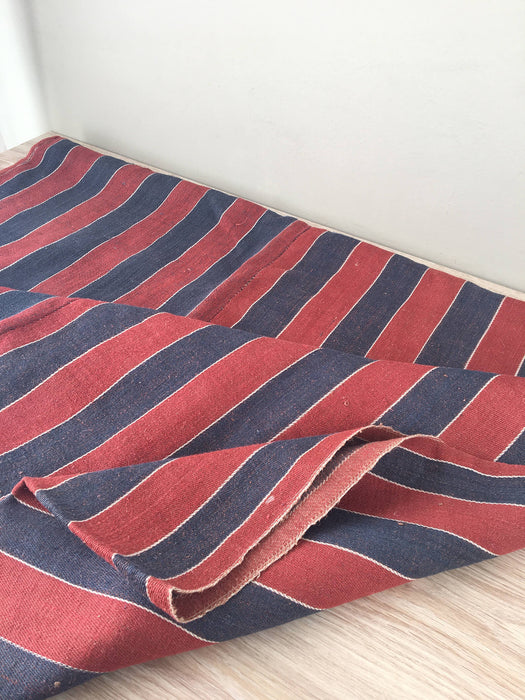 Finnish ticking in red and blue stripes. Extraordinary. Rustic. c.1900 - 55 cm × 3 meters (2 pieces avail.)