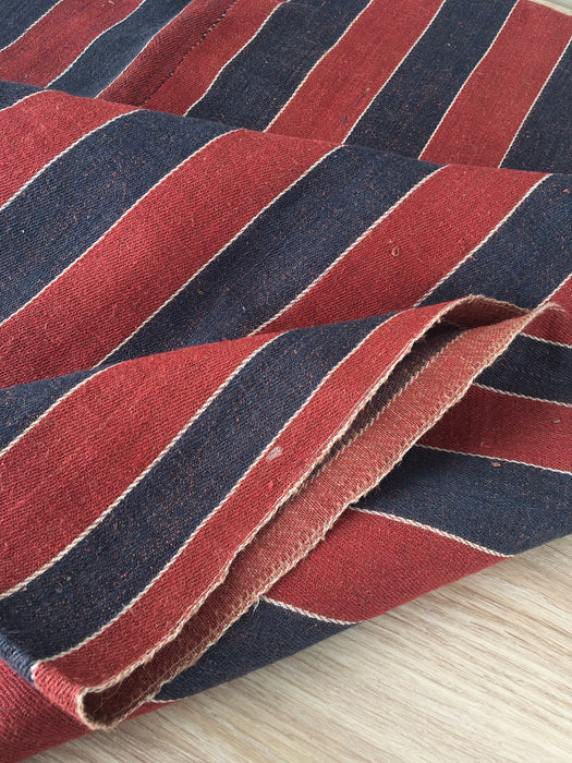 Finnish ticking in red and blue stripes. Extraordinary. Rustic. c.1900 - 55 cm × 3 meters (2 pieces avail.)
