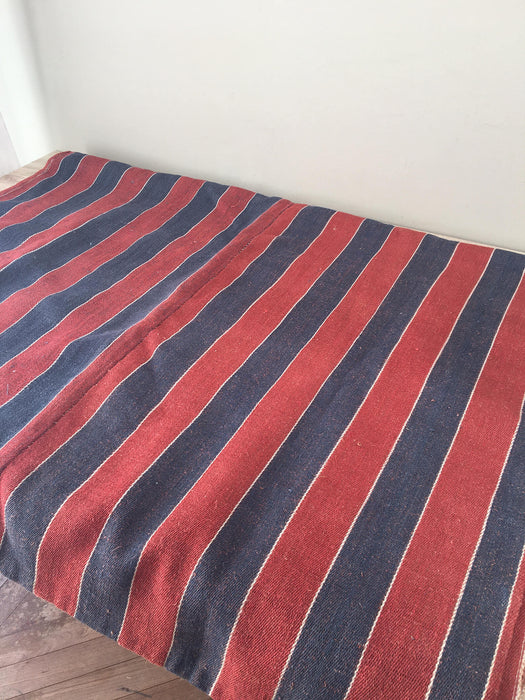 Finnish ticking in red and blue stripes. Extraordinary. Rustic. c.1900 - 55 cm × 3 meters (2 pieces avail.)