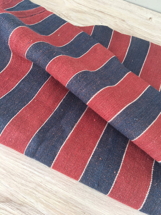 Finnish ticking in red and blue stripes. Extraordinary. Rustic. c.1900 - 55 cm × 3 meters (2 pieces avail.)