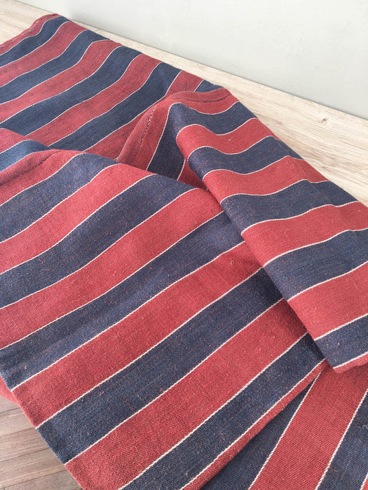 Finnish ticking in red and blue stripes. Extraordinary. Rustic. c.1900 - 55 cm × 3 meters (2 pieces avail.)