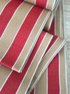 Finnish ticking in tan, red, and white stripes. c.1930 - 94 cm × 3 meters (9 m avail.)