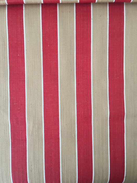 Finnish ticking in tan, red, and white stripes. c.1930 - 94 cm × 3 meters (9 m avail.)