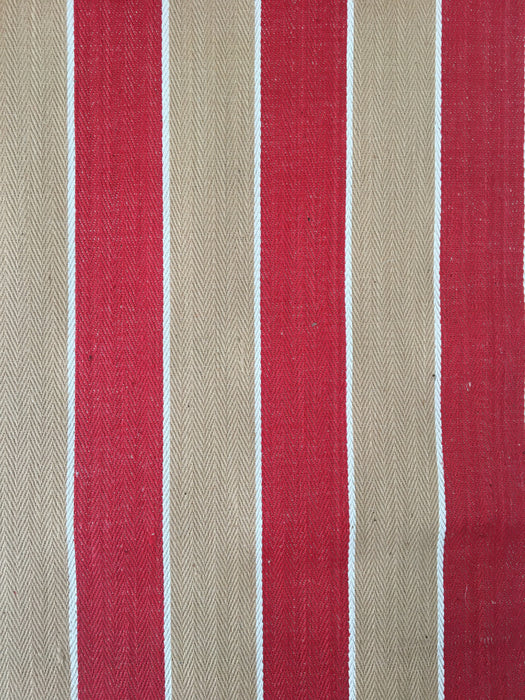 Finnish ticking in tan, red, and white stripes. c.1930 - 94 cm × 3 meters (9 m avail.)