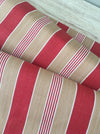 Finnish ticking in tan, red, and white stripes. c.1930 - 94 cm × 2.5 meters (5 m avail.)