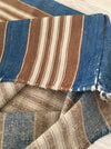 Finnish ticking cover in denim blue and brown stripes. c.1910 very antique and precious - 53×87 cm