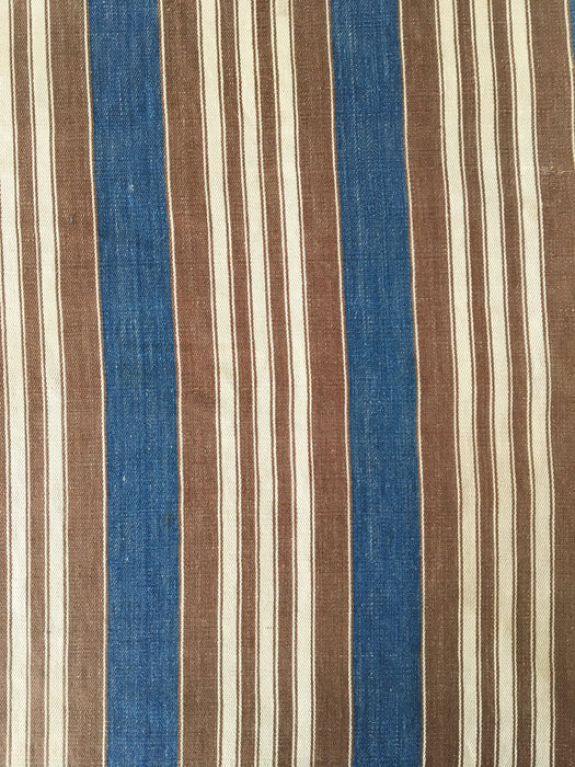 Finnish ticking cover in denim blue and brown stripes. c.1910 very antique and precious - 53×87 cm