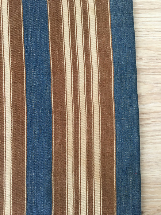 Finnish ticking cover in denim blue and brown stripes. c.1910 very antique and precious - 53×87 cm