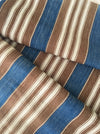 Finnish ticking cover in denim blue and brown stripes. c.1910 very antique and precious - 53×87 cm