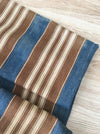 Finnish ticking cover in denim blue and brown stripes. c.1910 very antique and precious - 53×87 cm
