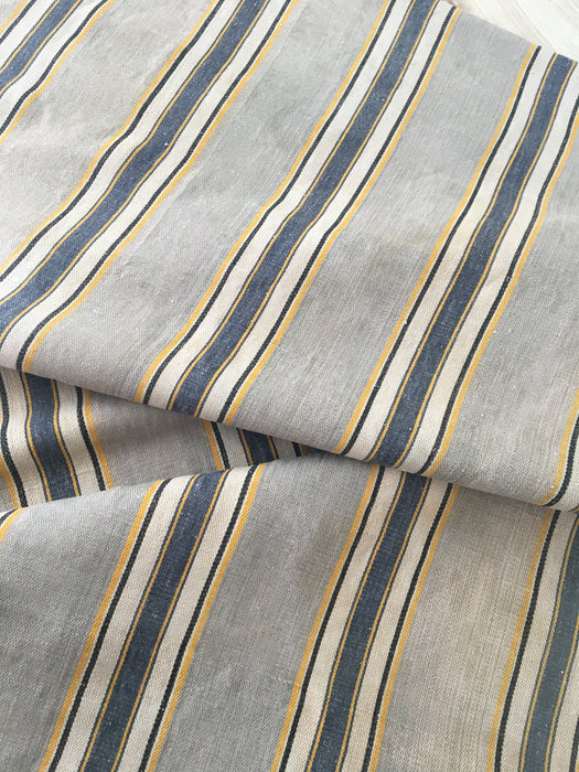 Finnish ticking cover in grey, white, and yellow stripes. c.1900 very antique and precious - 49×90 cm