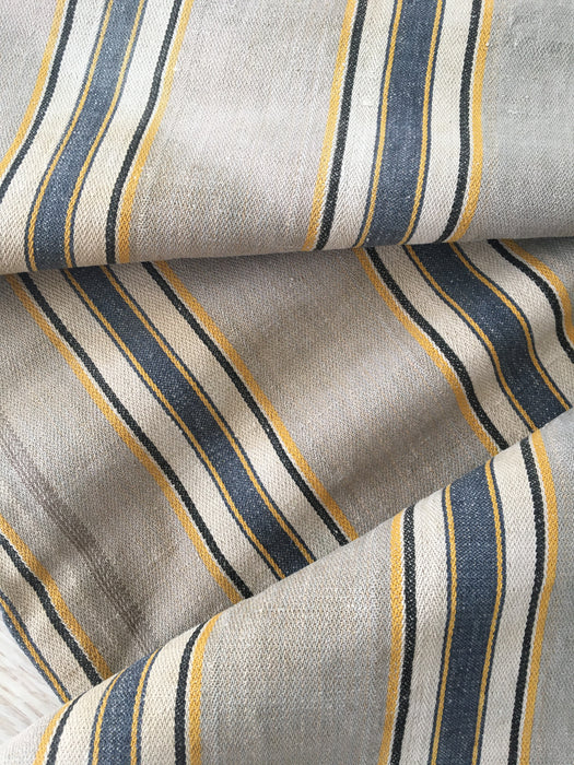 Finnish ticking cover in grey, white, and yellow stripes. c.1900 very antique and precious - 49×90 cm