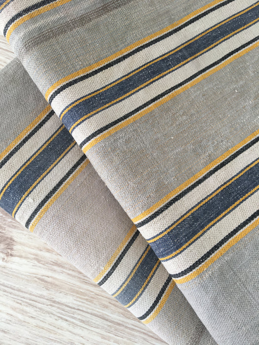 Finnish ticking cover in grey, white, and yellow stripes. c.1900 very antique and precious - 49×90 cm