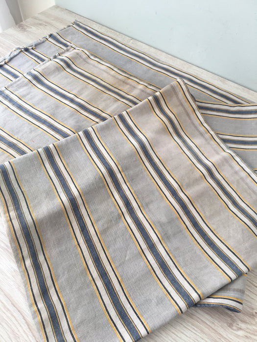 Finnish ticking cover in grey, white, and yellow stripes. c.1900 very antique and precious - 49×90 cm