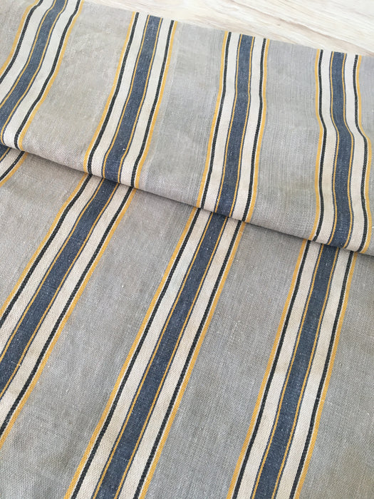Finnish ticking cover in grey, white, and yellow stripes. c.1900 very antique and precious - 49×90 cm