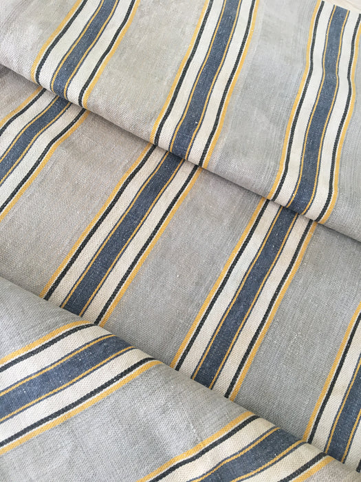 Finnish ticking cover in grey, white, and yellow stripes. c.1900 very antique and precious - 49×90 cm
