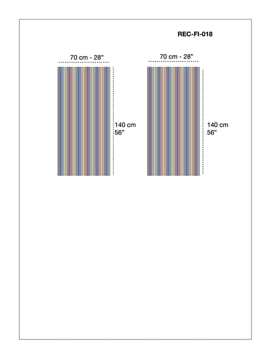 Finnish ticking in thin blue, taupe, white and red stripes. c.1940 - Lot of 2 pieces (~2.8 meters)