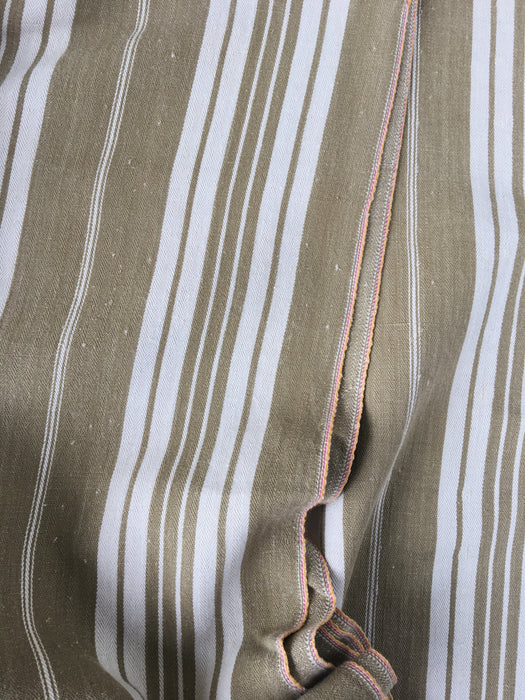 Greenish beige striped ticking. France c.1900 - 4.4 meters