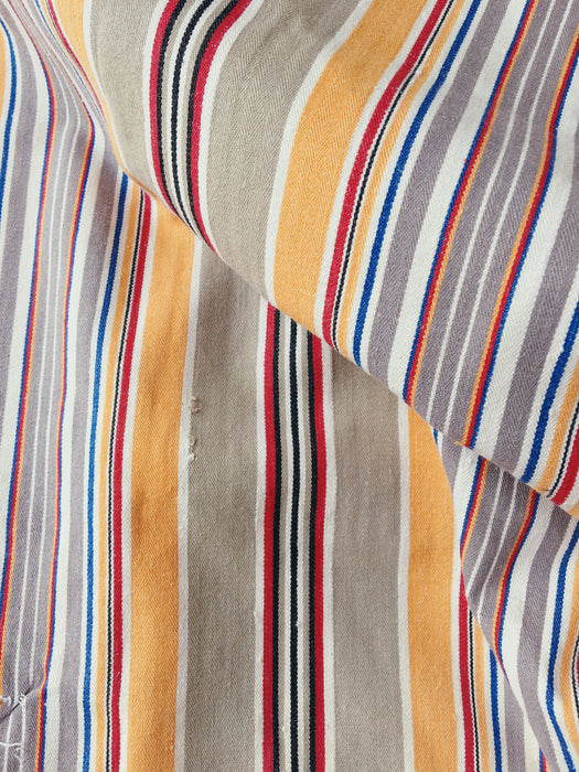 Cheerful ticking in yellow, beige, red, white stripes. Spain c.1950 - Lot of 2 pieces