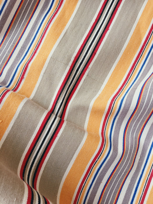 Cheerful ticking in yellow, beige, red, white stripes. Spain c.1950 - Lot of 2 pieces