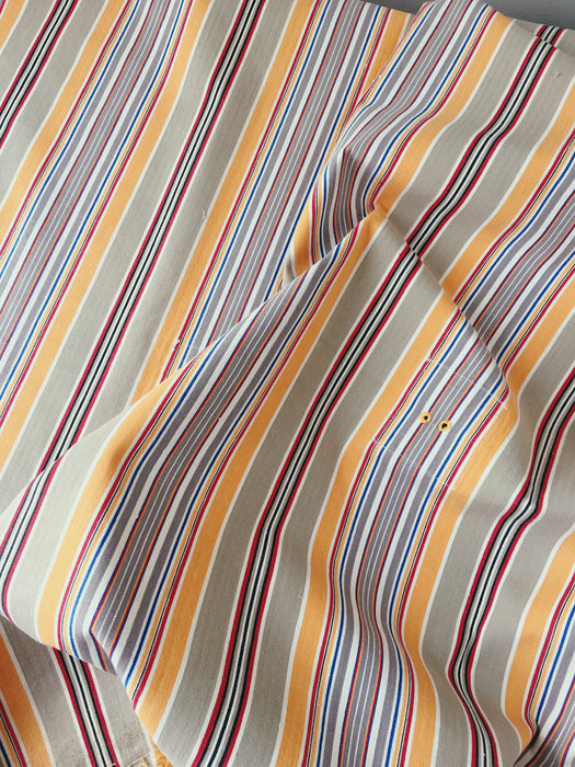 Cheerful ticking in yellow, beige, red, white stripes. Spain c.1950 - Lot of 2 pieces